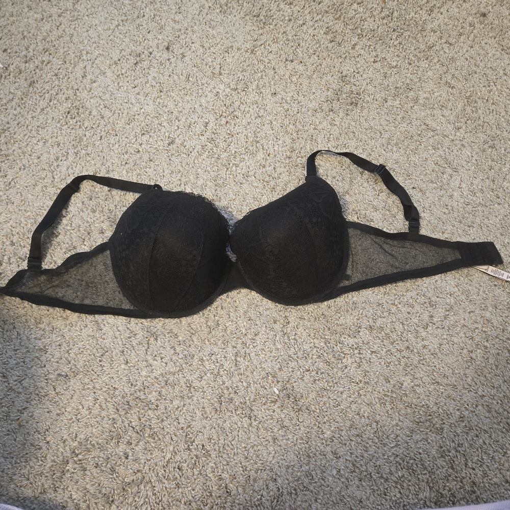 Victorias Secret Black Lace Demi Bra 38ddd 38f